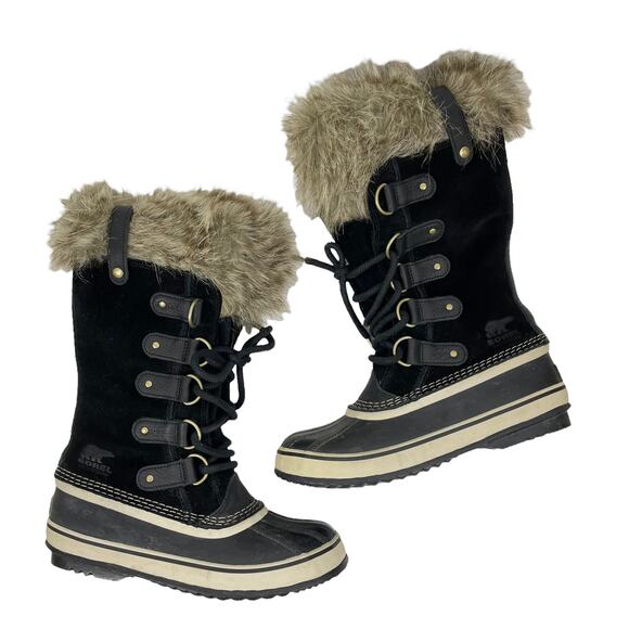 Sorel Joan of Arctic Waterproof Snow Boots Faux Fur Black Size 7 - Picture 6 of 10